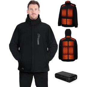 Heated Jacket for Men with Rechargeable Pack, Winter Windproof Electric Heating Coat Jackets with Detachable Hood in Kuwait