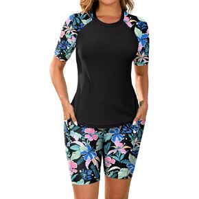 Arolina Rash Guard for Women 2 Piece Swimsuits UPF 50 Swim Shirts with Boyshorts Modest Bathing Suit Swimwear in Saudi Arabia