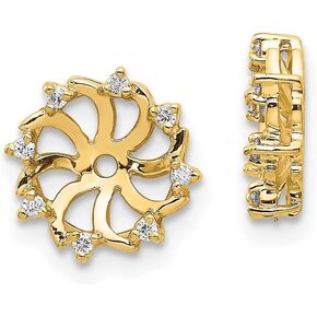 Real 14k Yellow Gold Diamond Earring Jacket - 12mm x 10mm (.064 cttw.) in Kuwait