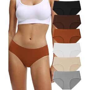 Seamless Cotton Underwear for Women No Show Bikini Panties Full Coverage Sexy Soft Comfort Hipsters 6 Pack in Kuwait