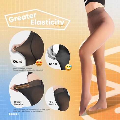 2 Pairs Women Fleece Lined Tights-Fake Translucent Leggings High Waist Pantyhose Sheer Thick Warm Tights For Women in Saudi Arabia
