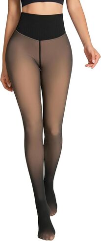 One-Seam Fleece Lined Tights for Women Fake Sheer Thermal Leggings with Tummy Control & Butt Lifting Design in Saudi Arabia