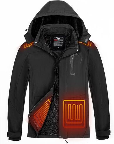 Heated Jacket for Men, 6 Heat Zones Winter Mens Heated Jacket, with Detachable Hood Soft Shell Heating Coat in Saudi Arabia
