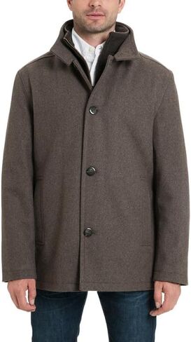 Men's Coat - Wool Blend Layered Car Coat with Bib, Winter Coat, Formal & Business, Warm Dress Coat for Work & Events in Saudi Arabia