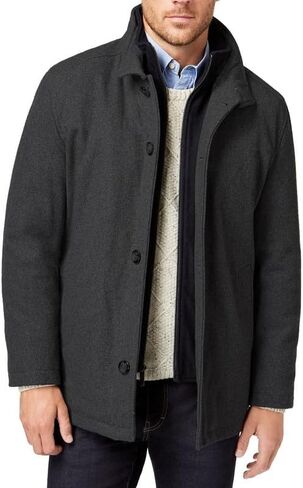 Men's Coat - Wool Blend Layered Car Coat with Bib, Winter Coat, Formal & Business, Warm Dress Coat for Work & Events in Saudi Arabia