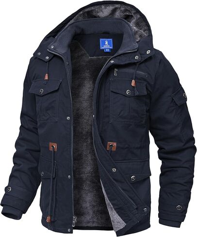 Winter Coats for Men Windproof Warm Lining Outdoor Jackets Mens Wear Resistant Cargo Work Jacket with Hooded Pockets in Saudi Arabia