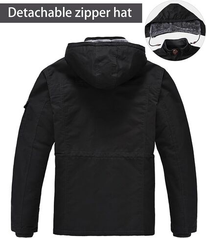 Winter Coats for Men Windproof Warm Lining Outdoor Jackets Mens Wear Resistant Cargo Work Jacket with Hooded Pockets in Saudi Arabia