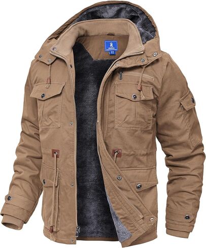 Winter Coats for Men Windproof Warm Lining Outdoor Jackets Mens Wear Resistant Cargo Work Jacket with Hooded Pockets in Saudi Arabia
