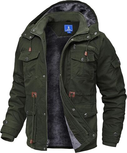 Winter Coats for Men Windproof Warm Lining Outdoor Jackets Mens Wear Resistant Cargo Work Jacket with Hooded Pockets in Saudi Arabia