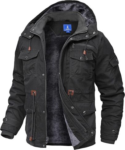 Winter Coats for Men Windproof Warm Lining Outdoor Jackets Mens Wear Resistant Cargo Work Jacket with Hooded Pockets in Saudi Arabia