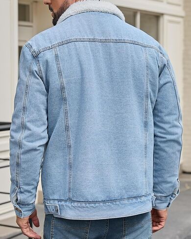 TENGINE Men's Sherpa Lined Trucker Jacket Winter Fleece Lined Denim Coats Slim fit Casual in Saudi Arabia
