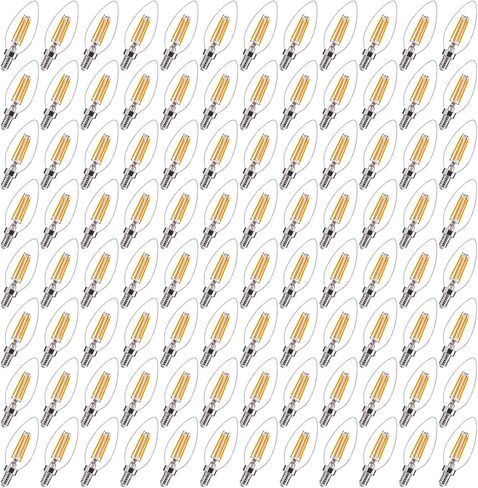 مصابيح إضاءة ثريا LED مكافئة FLSNT 60 وات، مصابيح قاعدة شمعدان LED قابلة للتعتيم B11 E12، 3500 ك أبيض طبيعي، 550 لومن، 6 عبوات in Kuwait