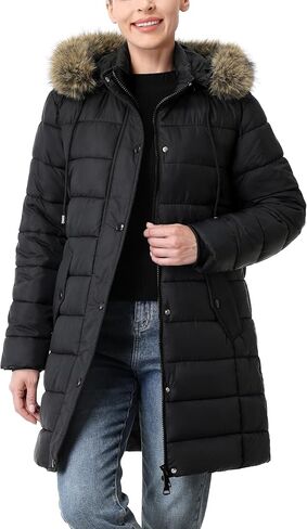 Women's Winter Thickened Down Jacket Warm Long Puffer Coat Waterproof Parka with Faux Fur Removable Hood in Saudi Arabia