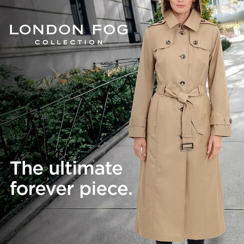معطف طويل للنساء من LONDON FOG بصدر واحد مع كتاف وحزام in Kuwait