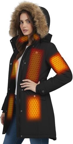 Graphene Women Heated Long Jacket with 18400 mAh Battery Pack in Saudi Arabia