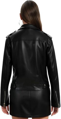 Women Leather Jacket Faux Cropped Coat Cute Short Zip Up for Casual Rock Concert Game Day Edgy Vintage Outfit in Saudi Arabia