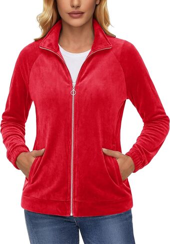 YUCOLEN Fleece Jacket for Women Full Zip Velour Jackets Polar Soft Warm Winter Coat with Two Zipper Pockets in Saudi Arabia