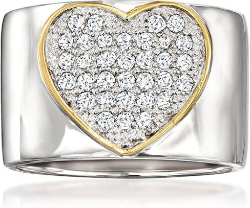 Ross-Simons 0.50 ct. t.w. Pave Diamond Heart Ring in Sterling Silver With 14kt Yellow Gold in Kuwait