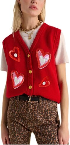 Women Christmas Sweater Vests Santa Claus Print Sleeveless Knit Cardigan Vest Christmas Holiday Tank Top in Saudi Arabia