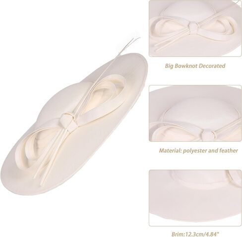 Elegant Wide Brim Wedding Fascinators Women Church Hats Formal Kentucky Dress Derby Hats with Bowknot in Saudi Arabia