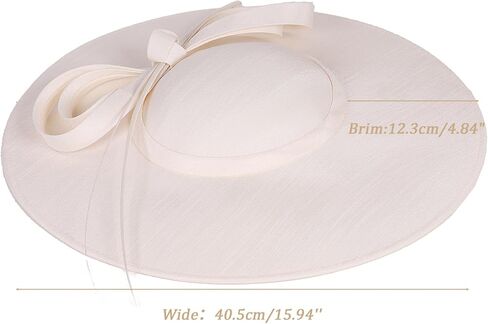 Elegant Wide Brim Wedding Fascinators Women Church Hats Formal Kentucky Dress Derby Hats with Bowknot in Saudi Arabia
