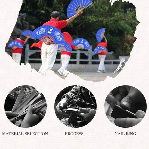 Alomejor Tai Chi Fan، مروحة الفنون القتالية الصينية، هيكل من الفولاذ المقاوم للصدأ، تصميم خفيف الوزن، متين، مثالي للتدريب، للمبتدئين، المتقدمين in Kuwait