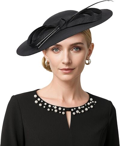 Elegant Wide Brim Wedding Fascinators Women Church Hats Formal Kentucky Dress Derby Hats with Bowknot in Saudi Arabia