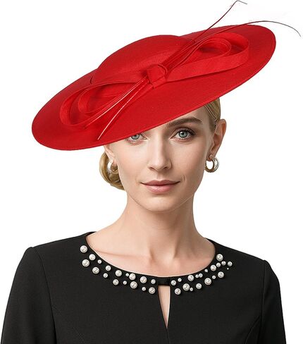 Elegant Wide Brim Wedding Fascinators Women Church Hats Formal Kentucky Dress Derby Hats with Bowknot in Saudi Arabia