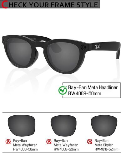 Vonxyz Clear Photochromic Lenses Replacement for Ray-Ban Meta Headliner RW4009 (50mm) Smart Glasses-For Women, Easy Install in Saudi Arabia