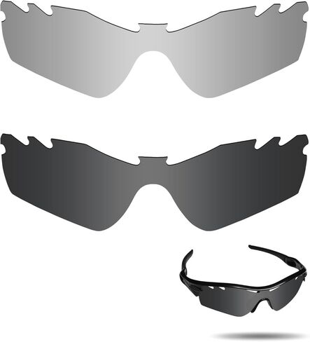 Polarized Lenses Replacement for Oakley Radar Path Vented Sunglasses with Impact Resistance, UV Rays Protection and Multifunctional Protection(Stealth Black & Metallic Silver) in Saudi Arabia