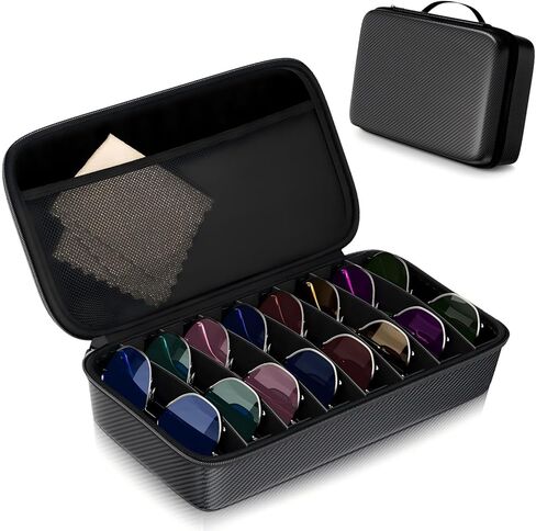 Travel Sunglasses Organizer​,​ Hard Shell​ Sunglass Case Adjustable Slots for Multiple ​Sunglass Eyeglass Case in Saudi Arabia