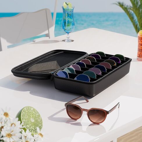 Travel Sunglasses Organizer​,​ Hard Shell​ Sunglass Case Adjustable Slots for Multiple ​Sunglass Eyeglass Case in Saudi Arabia