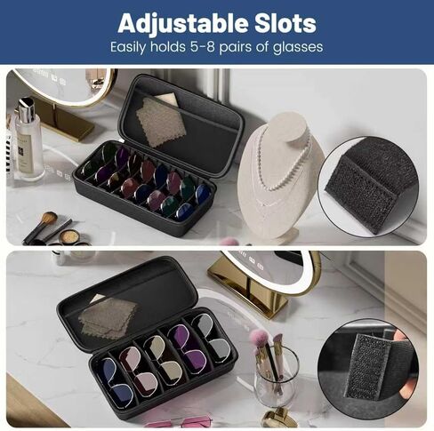Travel Sunglasses Organizer​,​ Hard Shell​ Sunglass Case Adjustable Slots for Multiple ​Sunglass Eyeglass Case in Saudi Arabia