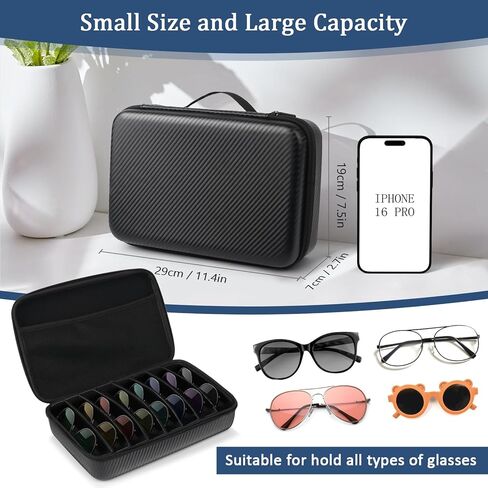 Travel Sunglasses Organizer​,​ Hard Shell​ Sunglass Case Adjustable Slots for Multiple ​Sunglass Eyeglass Case in Saudi Arabia
