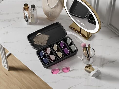 Travel Sunglasses Organizer​,​ Hard Shell​ Sunglass Case Adjustable Slots for Multiple ​Sunglass Eyeglass Case in Saudi Arabia