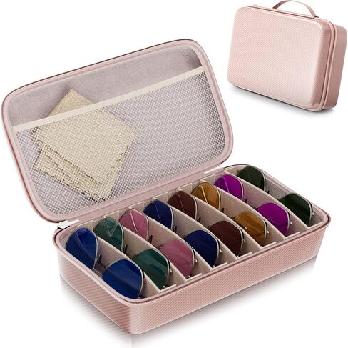 Travel Sunglasses Organizer​,​ Hard Shell​ Sunglass Case Adjustable Slots for Multiple ​Sunglass Eyeglass Case in Saudi Arabia