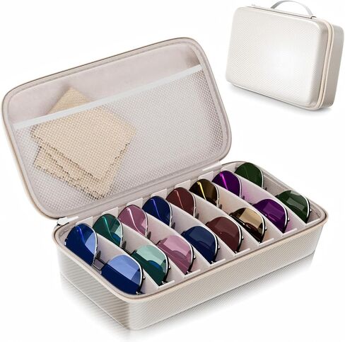 Travel Sunglasses Organizer​,​ Hard Shell​ Sunglass Case Adjustable Slots for Multiple ​Sunglass Eyeglass Case in Saudi Arabia