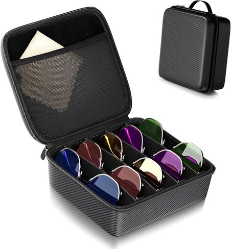Travel Sunglasses Organizer​,​ Hard Shell​ Sunglass Case Adjustable Slots for Multiple ​Sunglass Eyeglass Case in Saudi Arabia