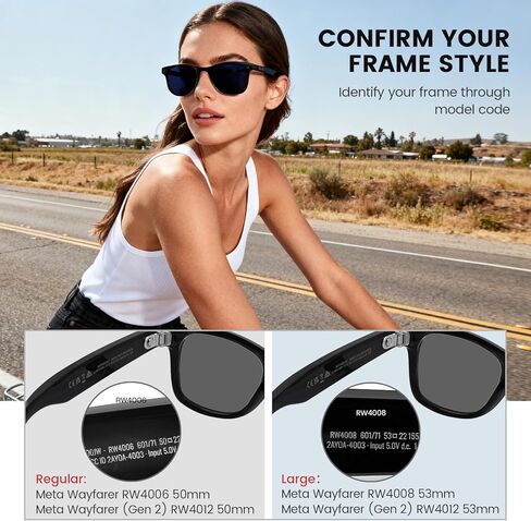 Replacement Polarized Lenses Compatible with Ray-Ban Meta Wayfarer RW4006/(Gen 2) RW4012 50mm& RW4008 RW4012 53mm in Saudi Arabia