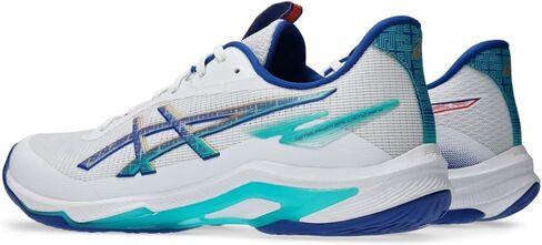 ASICS Men's Netburner Ballistic FlyteFoam 4 Volleyball Shoes, 9.5, White/ASICS Blue in Saudi Arabia