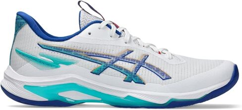 ASICS Men's Netburner Ballistic FlyteFoam 4 Volleyball Shoes, 9.5, White/ASICS Blue in Saudi Arabia