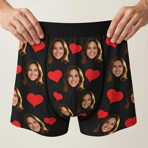 Custom Photo Boxer Briefs for Men - Personalized Gift with Face for Husband, Boyfriend, Dad - Funny Valentine's Day & Birthday Gift in Saudi Arabia