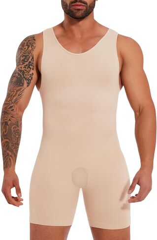 Mens Full Body Shaper Slimming Compression Bodysuit Shapewear Thigh Slimmer Tummy Control Fajas Para Hombres in Saudi Arabia