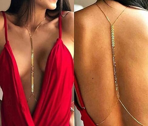 سلاسل الجسم مطلية بالذهب عيار 14 قيراط للنساء، سلسلة حمالة صدر بيكيني مثيرة ذات طبقات للخصر، مجوهرات للجسم من حجر الراين للشاطئ في الصيف in Kuwait