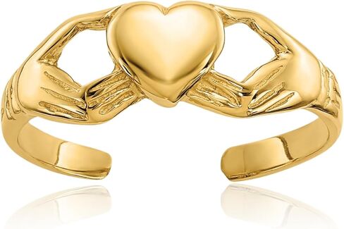 IceCarats 14K Solid Yellow Gold Heart Love Irish Claddagh Celtic Adjustable Toe Ring Open Midi Band Summer Beach Jewelry in Saudi Arabia
