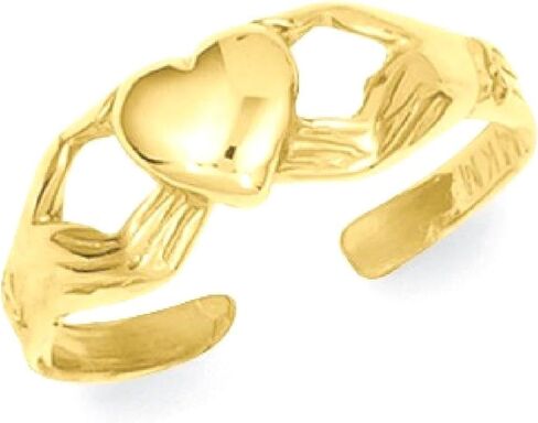 IceCarats 14K Solid Yellow Gold Heart Love Irish Claddagh Celtic Adjustable Toe Ring Open Midi Band Summer Beach Jewelry in Saudi Arabia
