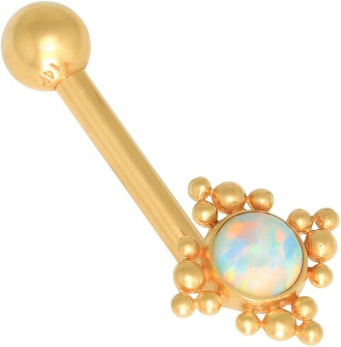 ANYGOLDS 14k Real Solid Gold Ball L-shaped Barbell - 14 Gauge VCH Christina Vaginal Hood Venus Genital Body Piercing Jewelry For Women – Perfect for Minimalist Design - Sold as a Single in Saudi Arabia