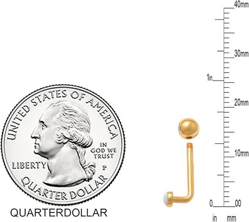 ANYGOLDS 14k Real Solid Gold Ball L-shaped Barbell - 14 Gauge VCH Christina Vaginal Hood Venus Genital Body Piercing Jewelry For Women – Perfect for Minimalist Design - Sold as a Single in Saudi Arabia