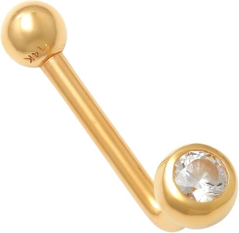 ANYGOLDS 14k Real Solid Gold Ball L-shaped Barbell - 14 Gauge VCH Christina Vaginal Hood Venus Genital Body Piercing Jewelry For Women – Perfect for Minimalist Design - Sold as a Single in Saudi Arabia