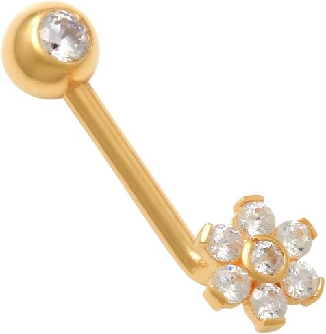 ANYGOLDS 14k Real Solid Gold Ball L-shaped Barbell - 14 Gauge VCH Christina Vaginal Hood Venus Genital Body Piercing Jewelry For Women – Perfect for Minimalist Design - Sold as a Single in Saudi Arabia